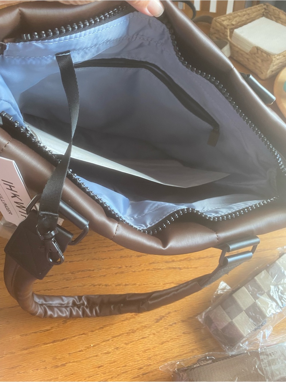 IHKWIP Quilted Brown Crossbody Tote - Picture 3 of 5